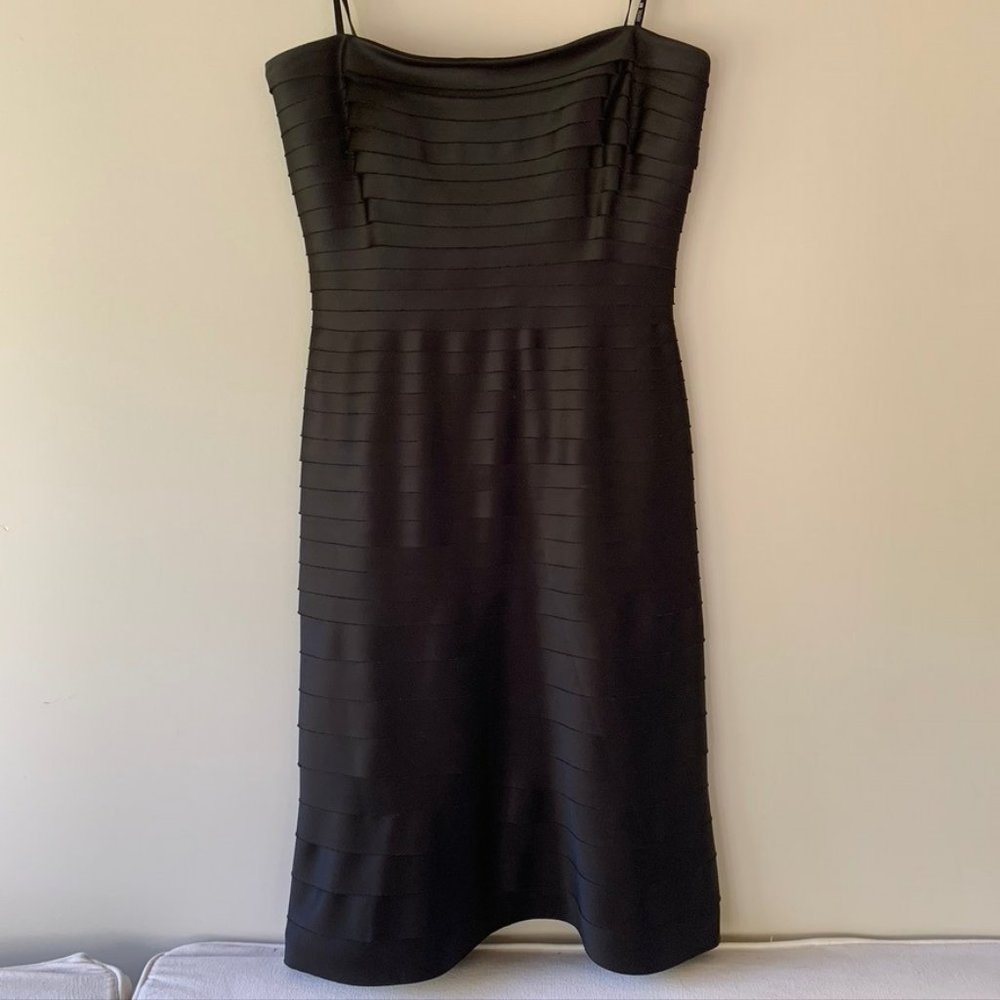 Tiered Black Strapless Cocktail Dress, 8 - Picture 1 of 7